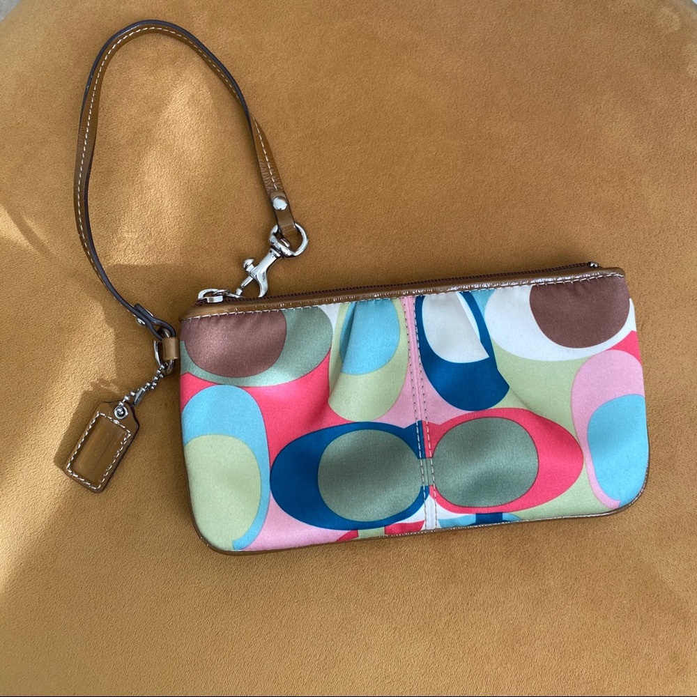 LAST CHANCE SALE! COACH Multicolor Pastel Sateen Clutch Wristlet